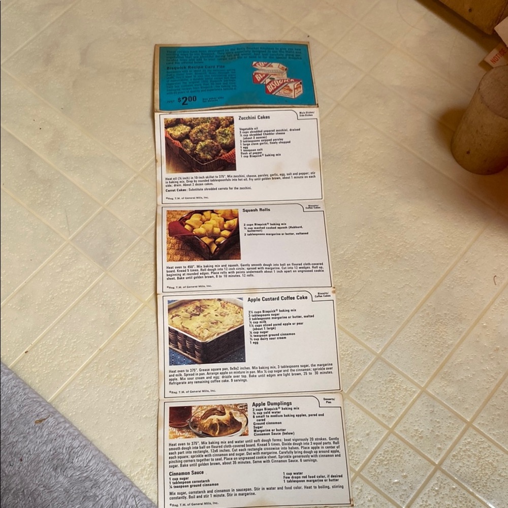 Vintage 1979 Bisquick Recipe Cards ✨